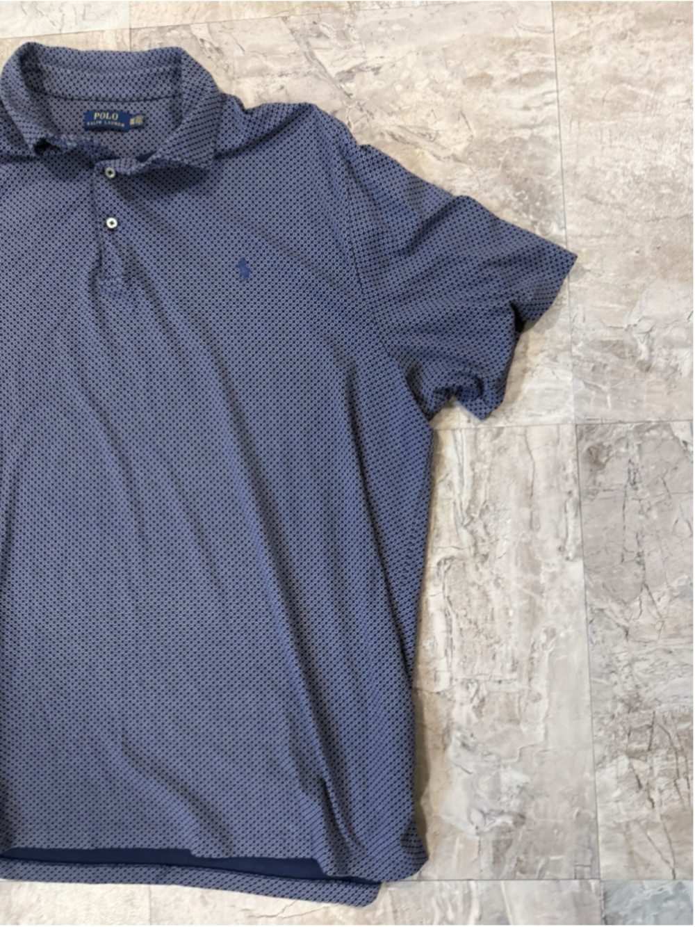 Polo Ralph Lauren Polo Shirt Blue Geometric Classic Fit Cotton Pony Logo 3XLT
